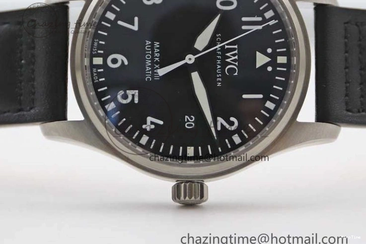 MIROTIME 0311 Vibrant Mark XVIII IW327001 SS M+F 1:1 Best Edition Black Dial on Black Leather Strap A 7055